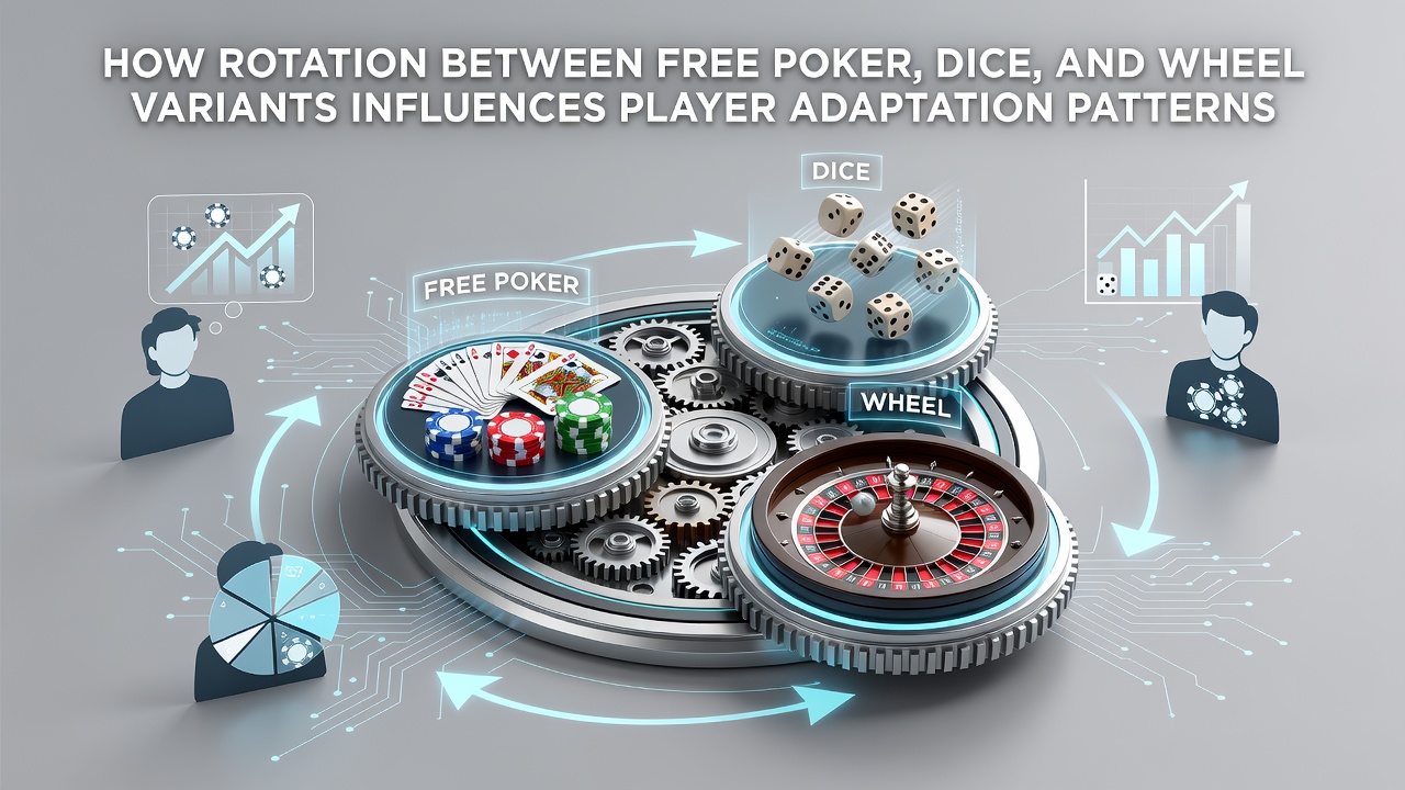 Illustration der Rotation zwischen Poker-, Würfel- und Radvarianten in digitalen Demomodi
