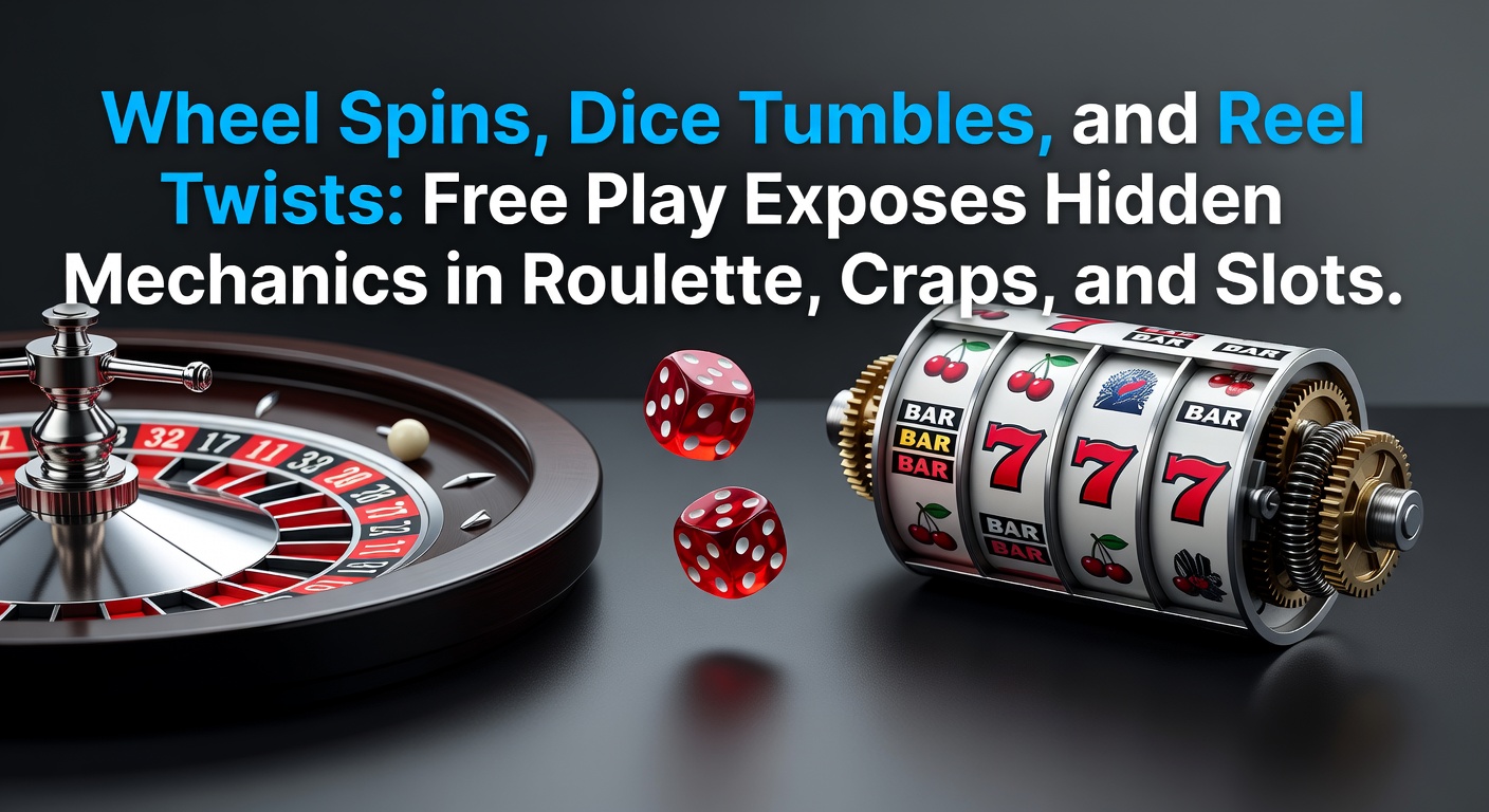 Drehendes Roulette-Rad und Slot-Walzen im Demo-Modus, die verborgene Spielmechaniken aufzeigen
